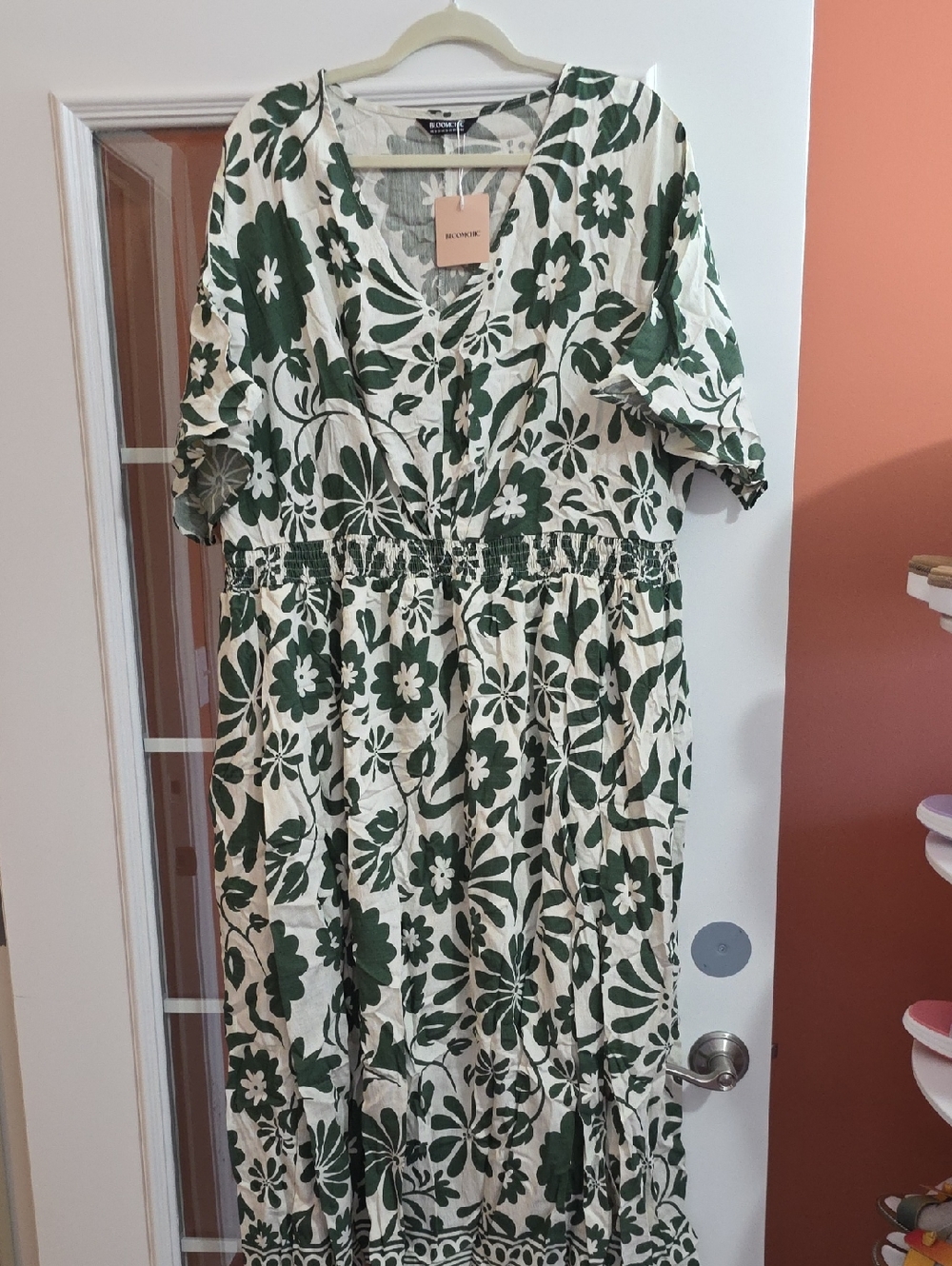 Bloomchic Green Floral Midi Dress - Elastic Waist